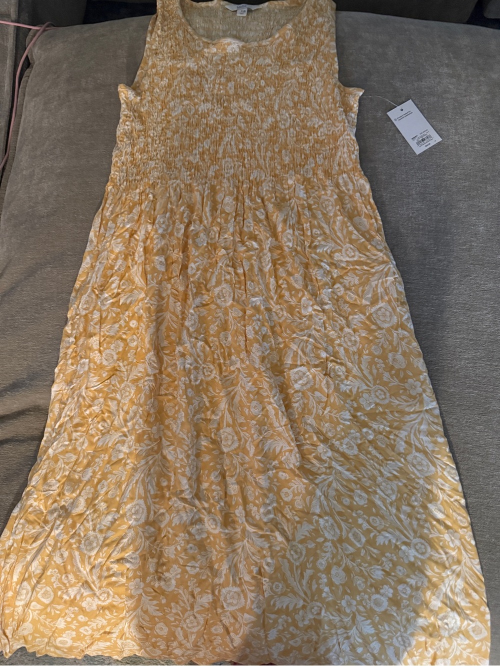 Kohl's Yellow Floral Sleeveless Smocked Sundress